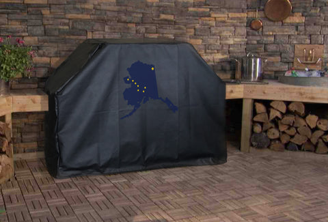 Alaska State Outline Flag Grill Cover