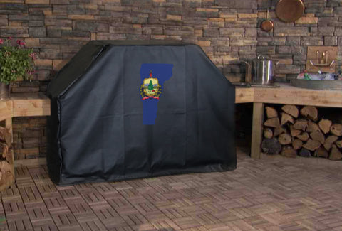 Vermont State Outline Flag Grill Cover