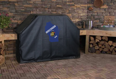 Wisconsin State Outline Flag Grill Cover