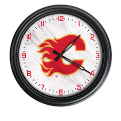 Calgary Flames Logo Indoor/Outdoor Logo LED Clock from Holland Bar Stool Co Home Sports Decor for gifts