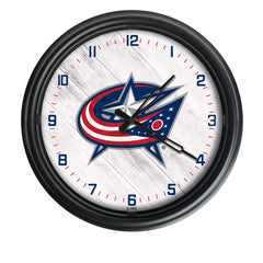 Columbus Blue Jackets Logo Indoor/Outdoor Logo LED Clock from Holland Bar Stool Co Home Sports Decor for gifts