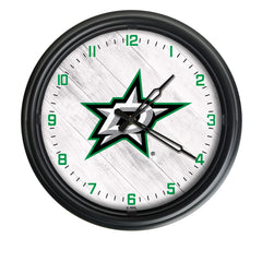 Dallas Stars Logo Indoor/Outdoor Logo LED Clock from Holland Bar Stool Co Home Sports Decor for gifts
