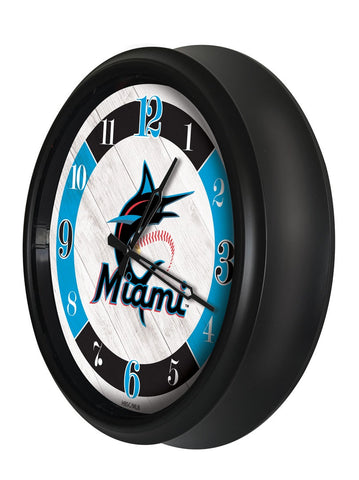 Miami Marlins Logo LED Clock | MLB LED Outdoor Clock