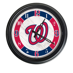 MLB's Washington Nationals Logo Outdoor LED Clock From Holland Bar Stool Co. Wall Decor 