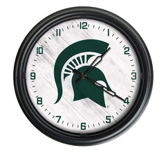 Michigan State University Spartans Officially Licensed Logo Indoor - Outdoor LED Wall Clock 