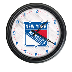 New York Rangers Logo Indoor/Outdoor Logo LED Clock from Holland Bar Stool Co Home Sports Decor for gifts