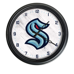 Seattle Kraken Logo Indoor/Outdoor Logo LED Clock from Holland Bar Stool Co Home Sports Decor for gifts