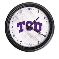 Texas Christian University Horned Frogs Officially Licensed Logo Indoor - Outdoor LED Wall Clock