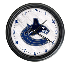 Vancouver Canucks Leafs Logo Indoor/Outdoor Logo LED Clock from Holland Bar Stool Co Home Sports Decor for gifts