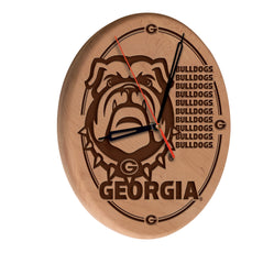 Georgia Bulldogs Engraved Wood Clock