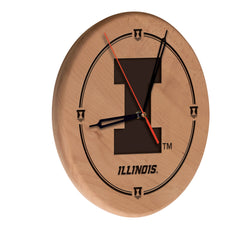 Illinois Fighting Illini Engraved Wood Clock