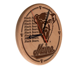 University of Maine Black Bears Laser Engraved Wood Clock