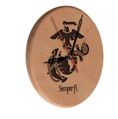 Traditional United States Marine Corps Laser Engraved Wood Clock