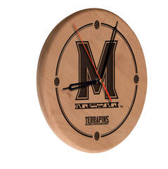 Maryland Terrapins Engraved Wood Clock