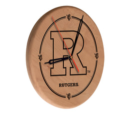 Rutgers Scarlet Knights Engraved Wood Clock