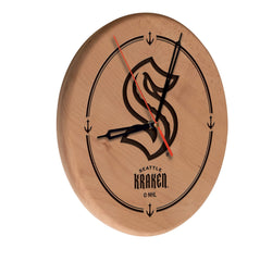 Seattle Kraken Laser Engraved Solid Wood Clock