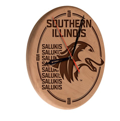 Southern Illinois University Salukis Laser Engraved Wood Clock