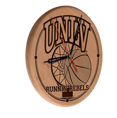 University of Nevada Las Vegas Runnin' Rebels Laser Engraved Wood Clock