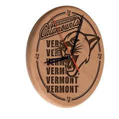 Vermont Catamounts Laser Engraved Wood Clock