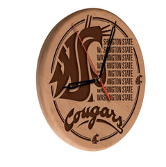 Washington State Cougars Engraved Wood Clock