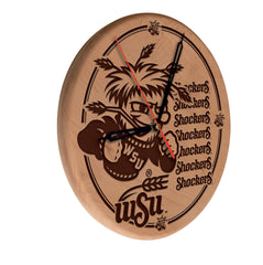 Wichita State Shockers Engraved Wood Clock