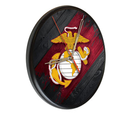 Traditional Red and Yellow United States Marine Corps Printed Wood Clock