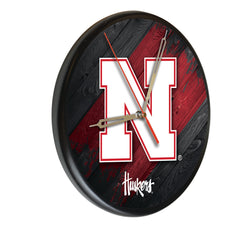 Nebraska Cornhuskers Printed Wood Clock