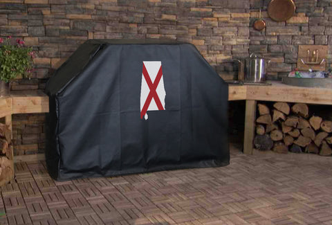Alabama State Outline Flag Grill Cover