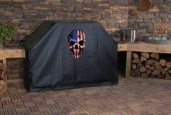 American Flag Skull Grill Cover
