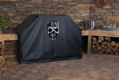 Thin Blue Line Flag Skull Grill Cover