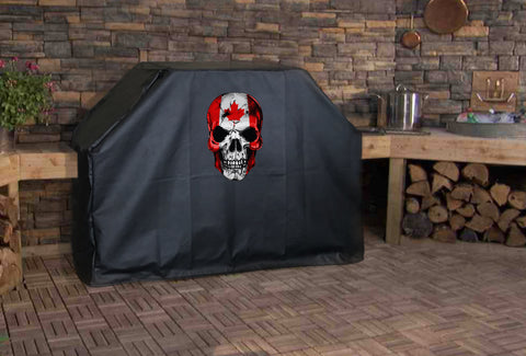 Canadian Flag Skull Grill Cover