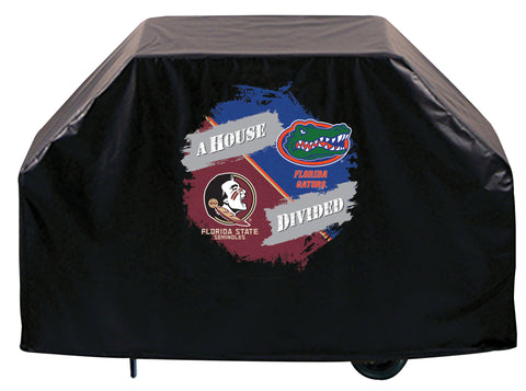 House Divided BBQ Grill Cover with FSU Head and University of Florida Gators Logo