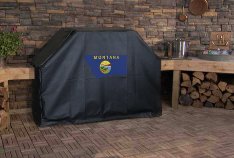 Montana State Outline Flag Grill Cover