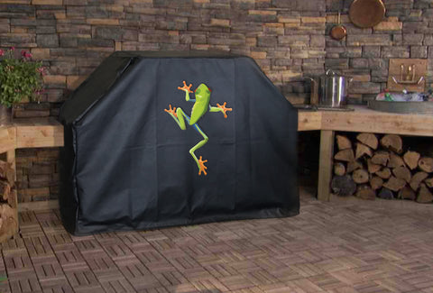 Tropical Tree Frog Climbing BBQ Grill Cover