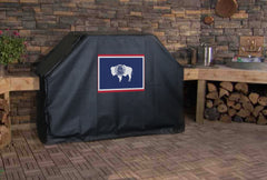 Wyoming State Outline Flag Grill Cover